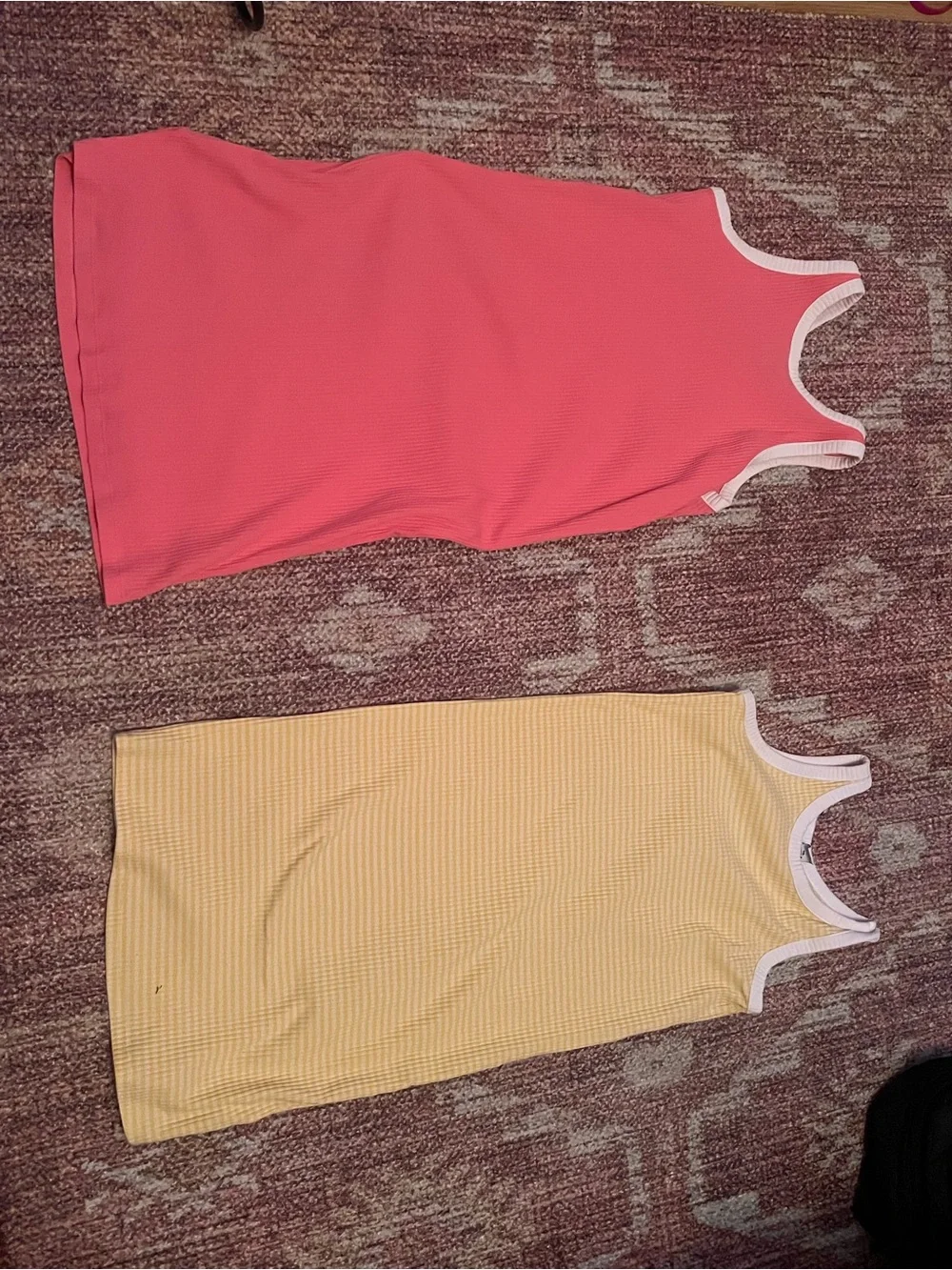 Old Navy Pink and Yellow Ribbed Tank Dresses Set - Girls